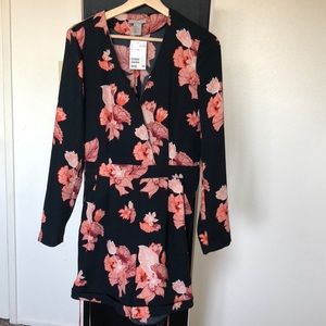 Navy blue floral romper